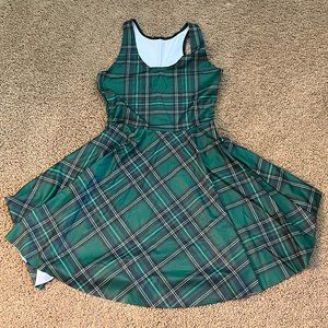 Blackmilk Tartan Green Reversible Skater Dress Size M NWT